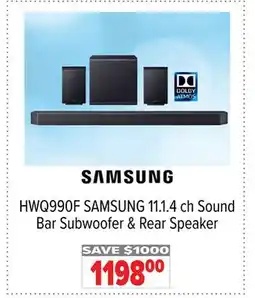 2001 Audio Video HWQ990F SAMSUNG 11.1.4 ch Sound Bar Subwoofer & Rear Speaker offer