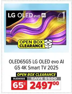 2001 Audio Video OLED65G5 65 LG OLED evo AI G5 4K Smart TV 2025 offer