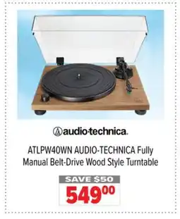 2001 Audio Video ATLPW40WN AUDIO-TECHNICA Fully Manual Belt-Drive Wood Style Turntable offer