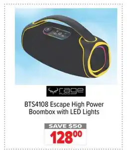 2001 Audio Video BTS4108 rage AUDIO Escape High Power Boombox with LED Lights offer