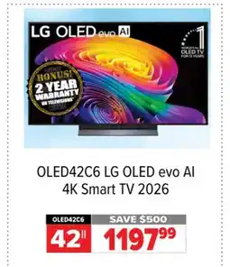 2001 Audio Video OLED42C6 42 LG OLED evo AI 4K Smart TV 2026 offer