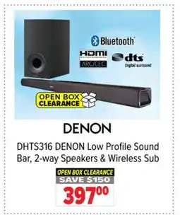2001 Audio Video DHTS316 DENON Low Profile Sound Bar, 2-way Speakers & Wireless Sub offer