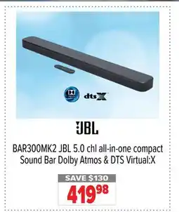 2001 Audio Video BAR300MK2 JBL 5.0 chl all-in-one compact Sound Bar Dolby Atmos & DTS Virtual:X offer