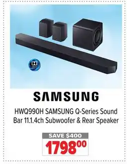 2001 Audio Video HWQ990H SAMSUNG Q-Series Sound Bar 11.1.4ch Subwoofer & Rear Speaker offer