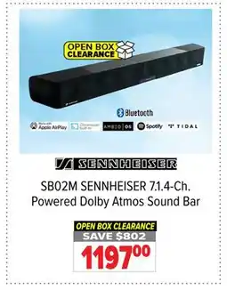 2001 Audio Video SB02M SENNHEISER 7.1.4-Ch. Powered Dolby Atmos Sound Bar offer