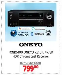 2001 Audio Video TXNR5100 ONKYO 7.2 Ch. 4K/8K HDR Chromecast Receiver offer