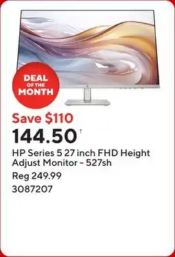 Staples HP Series 5 27 inch FHD Height Adjust Monitor - 527sh offer