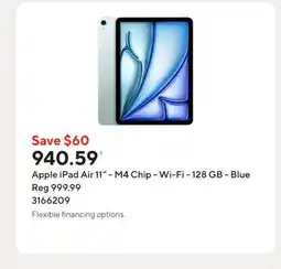 Staples Apple iPad Air 11 - M4 Chip - Wi-Fi - 128 GB - Blue offer