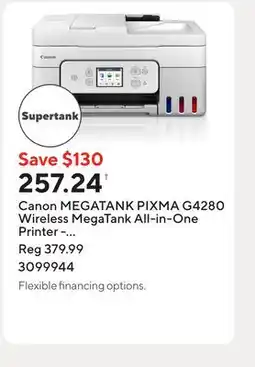 Staples Canon MEGATANK PIXMA G4280 Wireless MegaTank All-in-One Printer - White offer