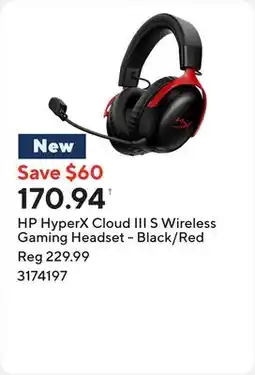 Staples HP HyperX Cloud III S Wireless Gaming Headset - Black/Red offer