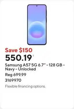 Staples Samsung A57 5G 6.7 - 128 GB - Navy - Unlocked offer