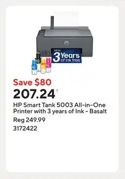 Staples HP Smart Tank 5003 All-in-One Printer with 3 years of Ink - Basalt offer