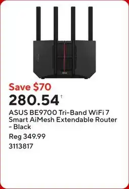 Staples ASUS BE9700 Tri-Band WiFi 7 Smart AiMesh Extendable Router - Black offer