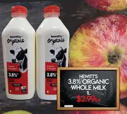Fiesta Farms HEWITT'S 3.8% ORGANIC WHOLE MILK offer