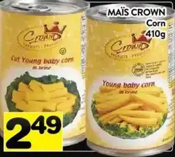 Supermarché PA Crown young baby corn in brine offer