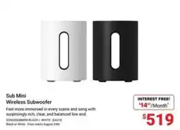 Visions Electronics Sonos sub mini wireless subwoofer offer