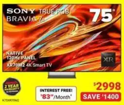 Visions Electronics Sony true rgb bravia 75" 4k smart tv offer