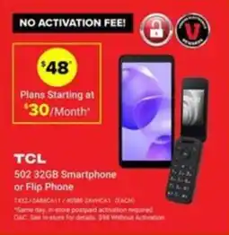 Visions Electronics TCL 502 32GB Smartphone or Flip Phone offer