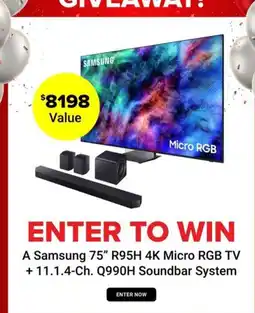Visions Electronics Samsung 75" R95H 4K Micro RGB TV + 11.1.4-Ch. Q990H Soundbar System offer