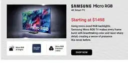 Visions Electronics Samsung Micro RGB 4K Smart TV offer