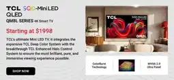 Visions Electronics Tcl sqd-mini led qled qm8l series 4k smart tv offer