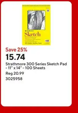 Staples Strathmore 300 Series Sketch Pad - 11 x 14 - 100 Sheets offer