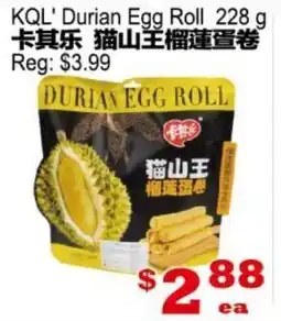 Yuan Ming Supermarket KQL' Durian Egg Roll offer