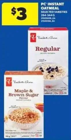 Real Canadian Superstore PC instant oatmeal offer