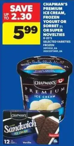 Real Canadian Superstore Chapman's premium ice cream, frozen yogurt or sorbet offer