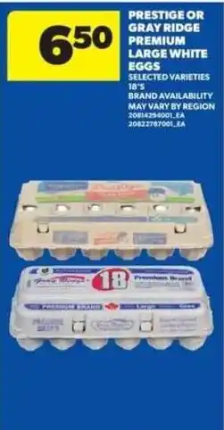 Real Canadian Superstore Prestige or Gray Ridge premium large white eggs offer