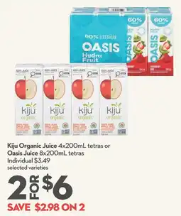 Longo's Kiju Organic Juice or Oasis Juice offer