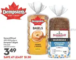 Longo's Stonemill Bread or Dempster's Bagels offer