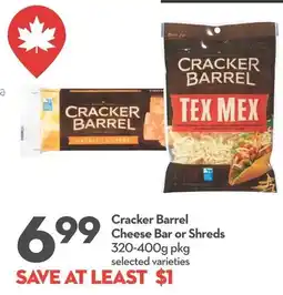 Longo's Cracker Barrel Cheese Bar or Shreds offer