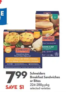 Longo's Schneiders breakfast sandwiches or bites offer