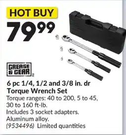 Princess Auto Grease & Gear 6 pc 1/4, 1/2 and 3/8 in. dr Torque Wrench Set offer