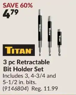 Princess Auto Titan 3 pc Retractable Bit Holder Set offer