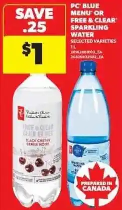 Real Canadian Superstore PC blue menu or free and clear sparkling water offer