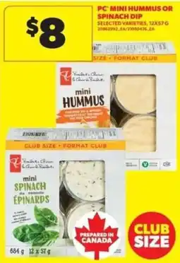 Real Canadian Superstore PC mini hummus or spinach dip offer