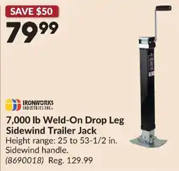 Princess Auto Ironworks Industries Inc 7,000 lb Weld-On Drop Leg Sidewind Trailer Jack offer