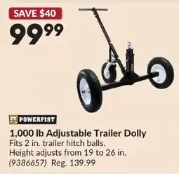 Princess Auto Powerfist 1,000 lb Adjustable Trailer Dolly offer
