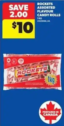 Real Canadian Superstore Rockets assorted flavour candy rolls offer