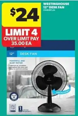Real Canadian Superstore Westinghouse 12" desk fan offer