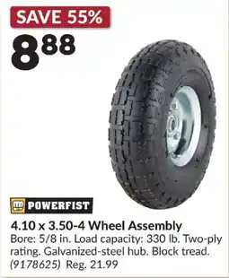 Princess Auto Powerfist 4.10 x 3.50-4 wheel assembly offer