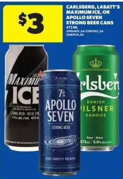 Real Canadian Superstore Carlsberg, Labatt's Maximum Ice, or Apollo Seven strong beer cans offer