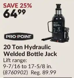 Princess Auto Pro Point 20 Ton Hydraulic Welded Bottle Jack offer