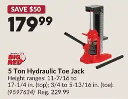 Princess Auto Torin big red 5 ton hydraulic toe jack offer