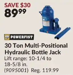 Princess Auto Powerfist 30 Ton Multi-Positional Hydraulic Bottle Jack offer