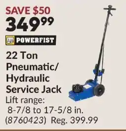 Princess Auto Powerfist 22 Ton Pneumatic/Hydraulic Service Jack offer