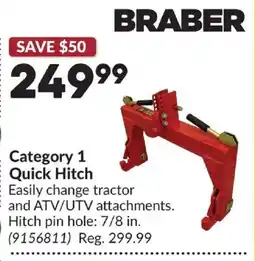 Princess Auto Braber category 1 quick hitch offer