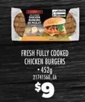 Real Canadian Superstore Fresh fully cooked chicken burgers offer
